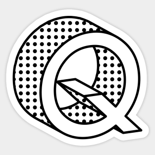 3D Ben Day Dot Isometric Letter Q Sticker